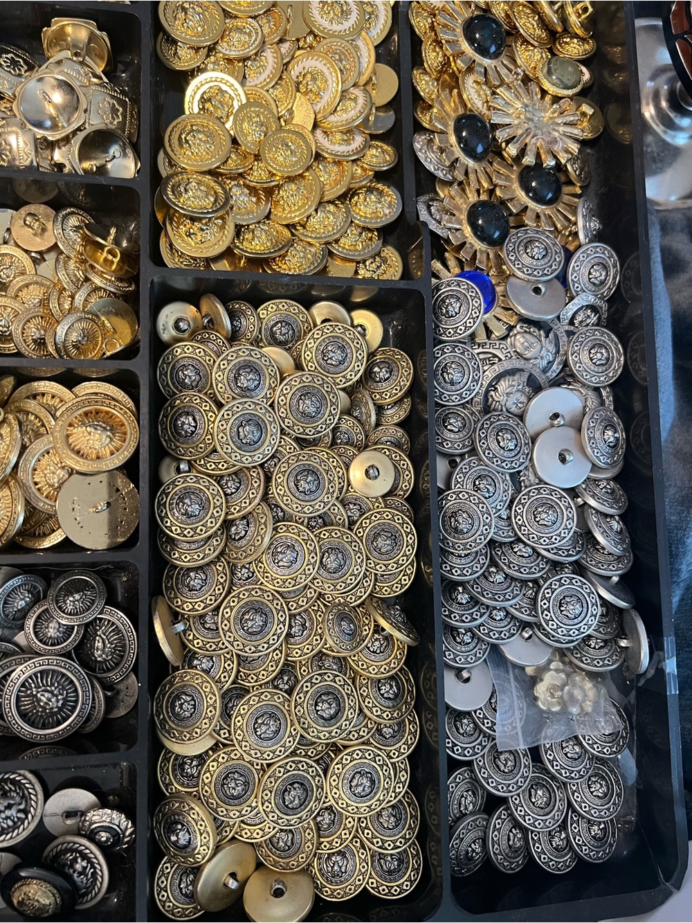 15 LB Assorted Metal Button Lot - Gold, Silver & Decorative Styles - Bulk Craft